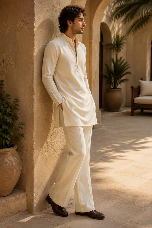 SKMRA Ivory Luxe Japanese Fabric - Kurta Set