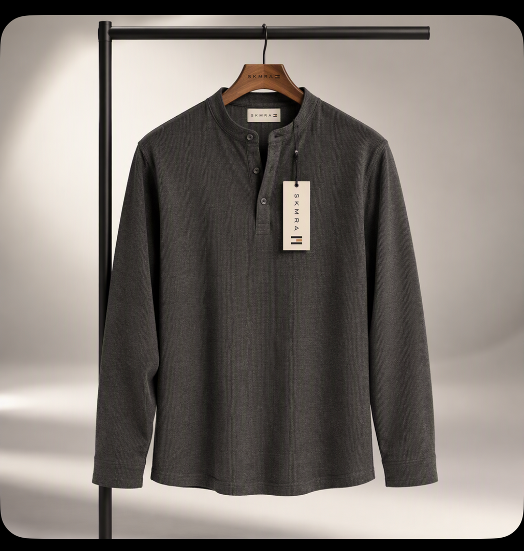 SKMRA Boxy fit Henley – Charcoal