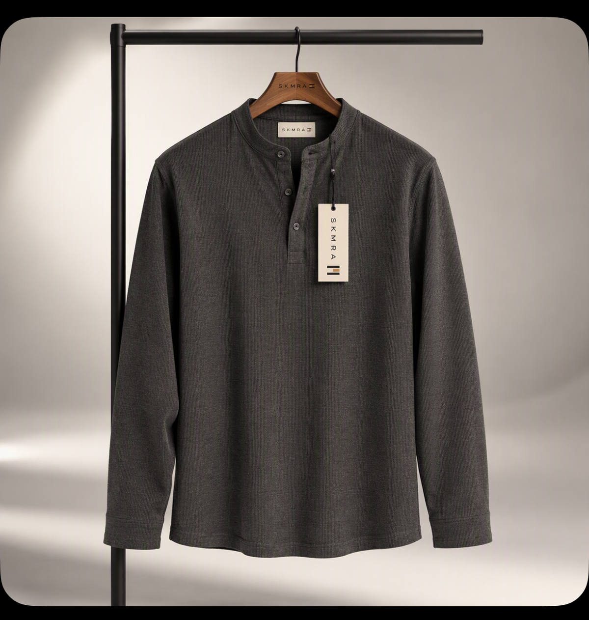 SKMRA Boxy fit Henley – Charcoal
