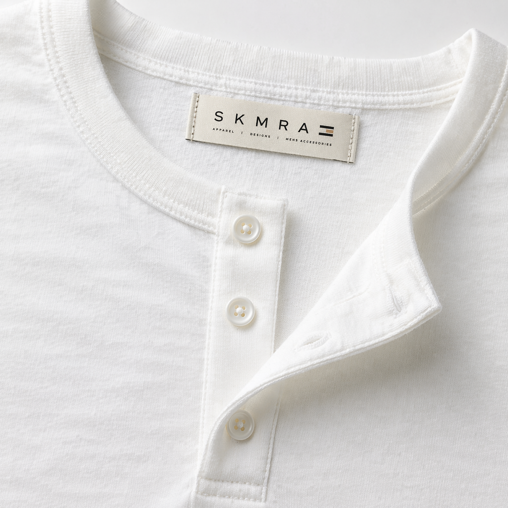 SKMRA Relaxed Henley Tee – Ivory
