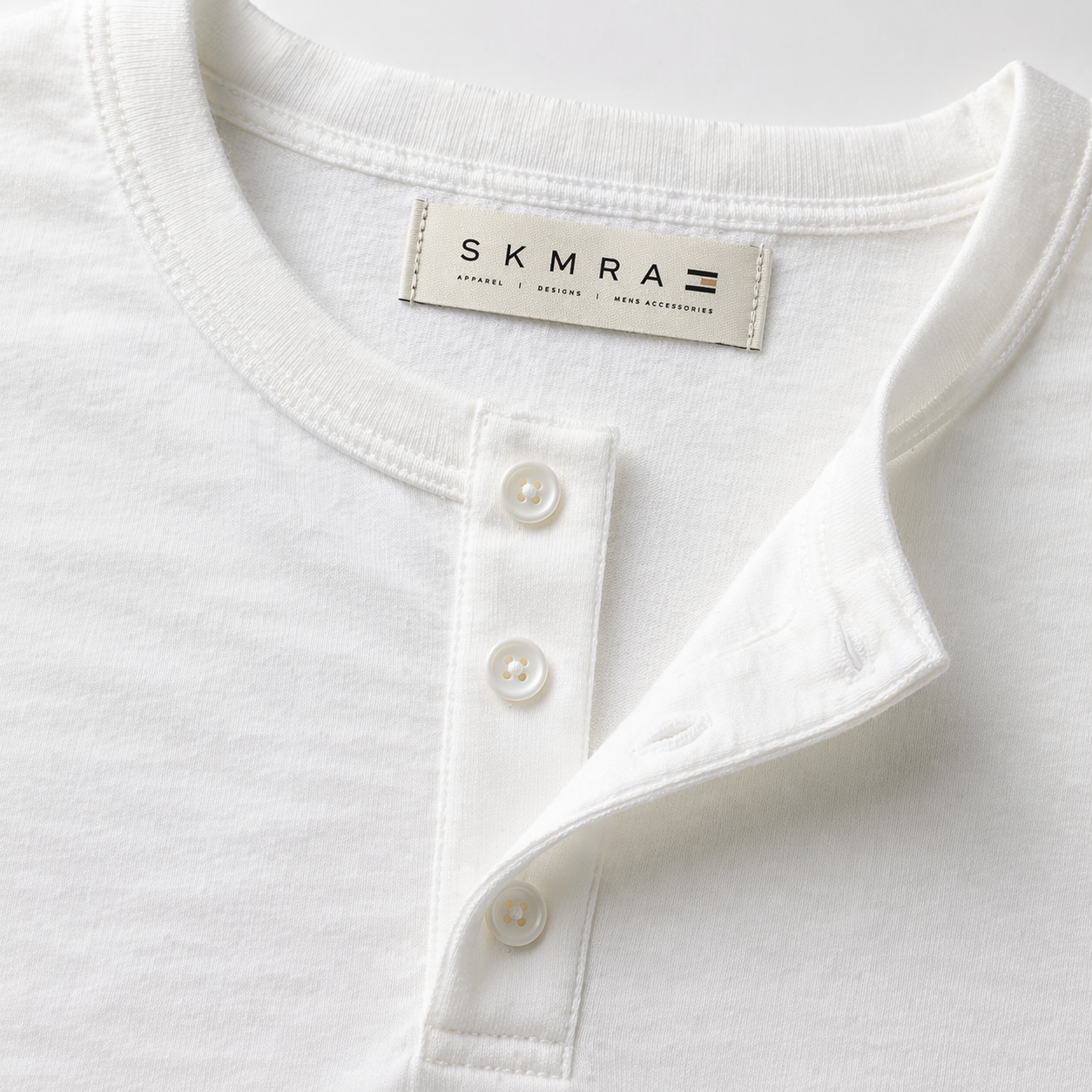 SKMRA Relaxed Henley Tee – Ivory