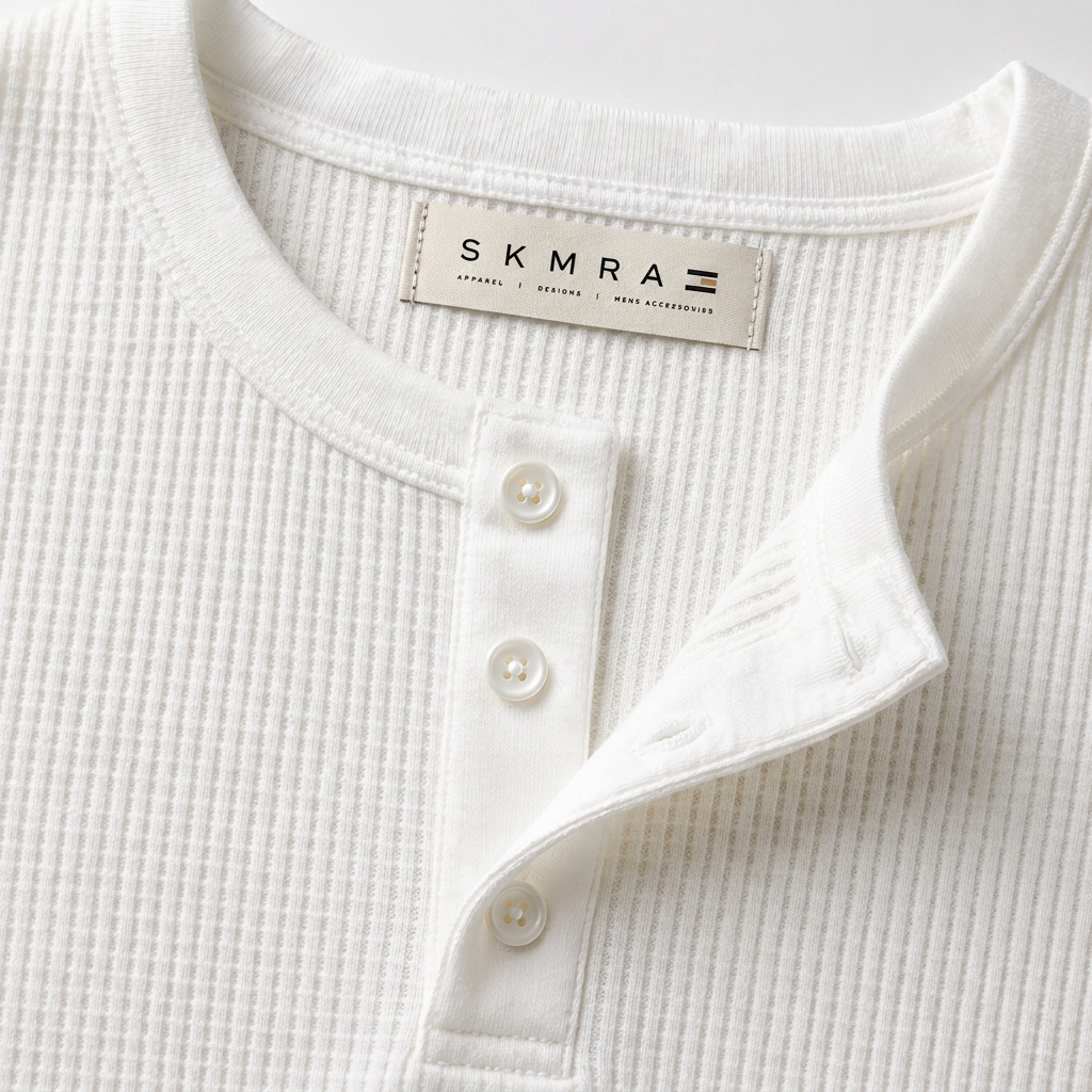 SKMRA Boxy Fit Henley – Ivory