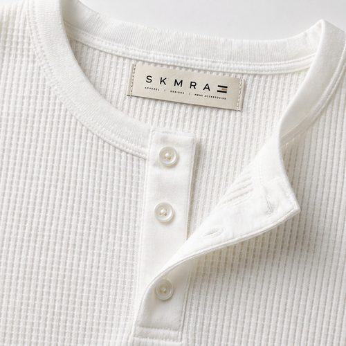 SKMRA Boxy Fit Henley – Ivory