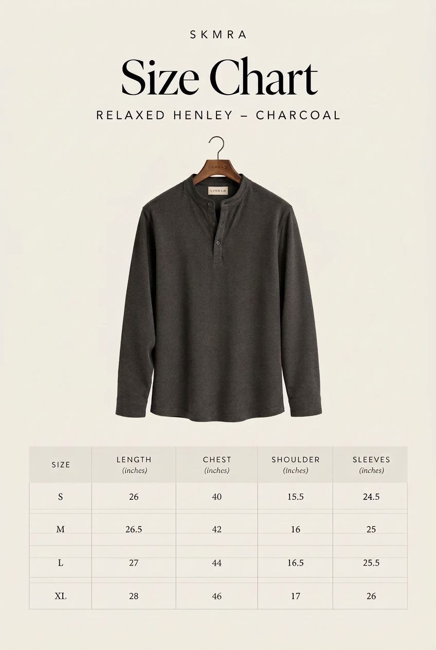 SKMRA Boxy fit Henley – Charcoal